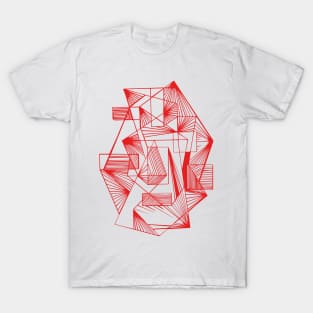 Geometric and abstract red design with lineart T-Shirt